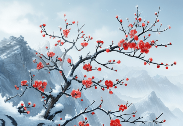 AI 图鉴 · 雪岭寒梅傲骨