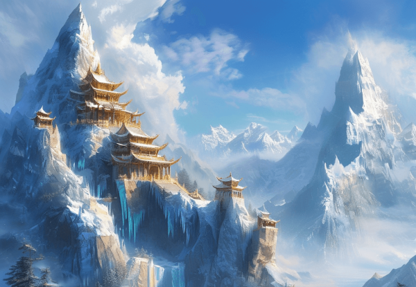 AI 图鉴 · 昆仑雪顶仙境
