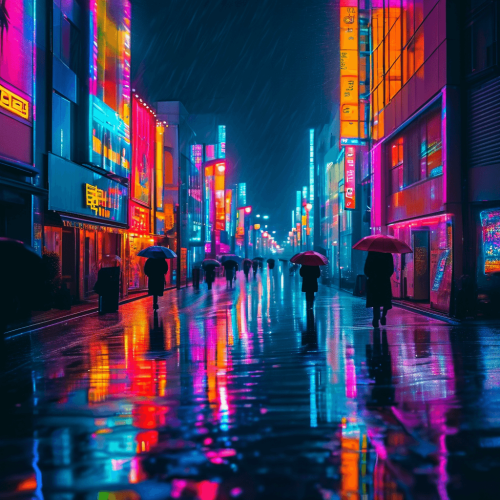 AI 图鉴 · 霓虹雨夜东京街